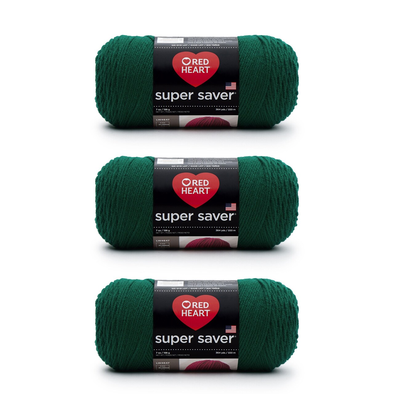 Red Heart Super Saver Paddy Green Yarn - 3 Pack of 198g/7oz - Acrylic - 4 Medium (Worsted) - 364 Yards - Knitting/Crochet